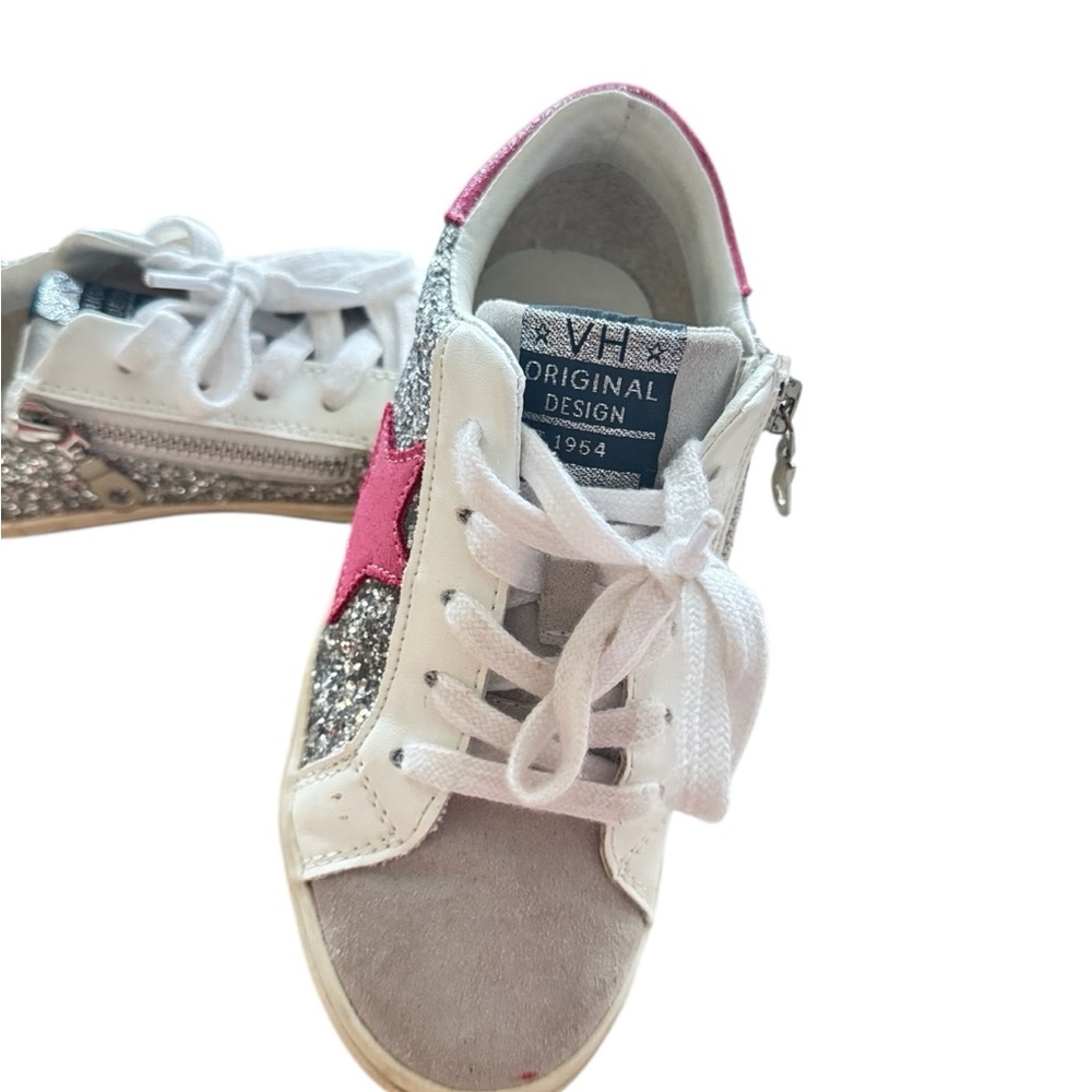 Vintage Havana Girls Glitter Star Sneakers — Silver & Pink | Youth Size 2 - Picture 5 of 7